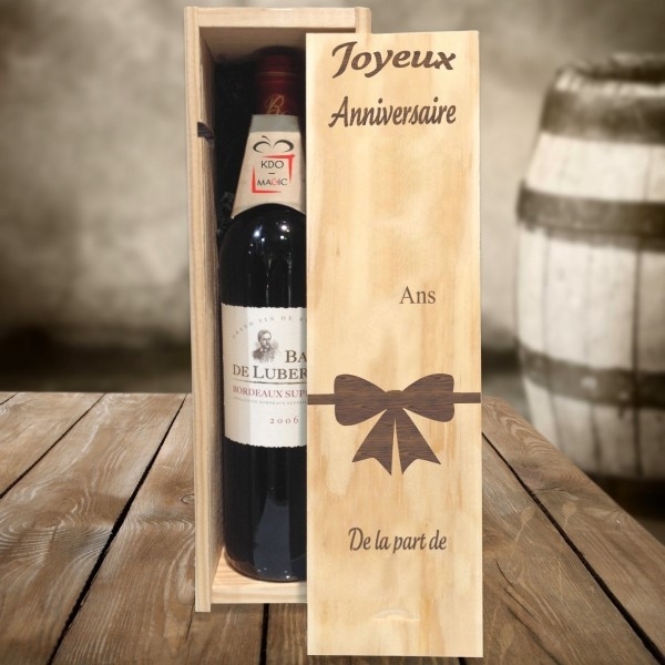 Caisse à vin anniversaire gravé