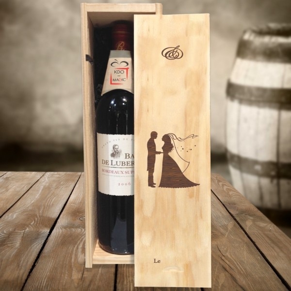 Caisse à vin mariage gravée