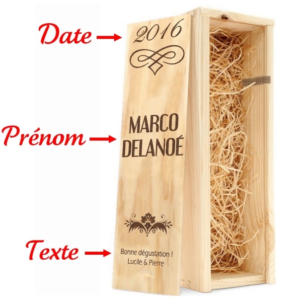 Caisse à vin design gravée
