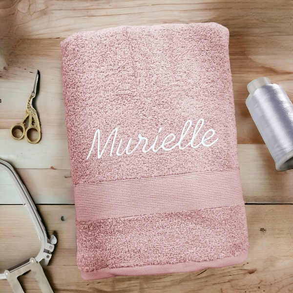 Serviette de bain rose personnalisée - 450gr/m²
