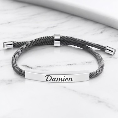 Bracelet gravé gris pour homme et femme