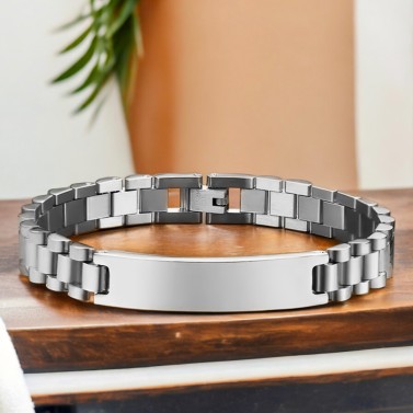 Gourmette homme en acier à graver