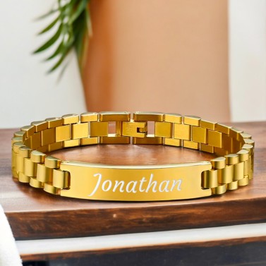 Gourmette dorée en acier à graver