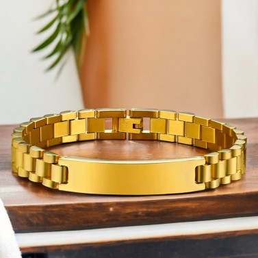 Gourmette dorée en acier à graver