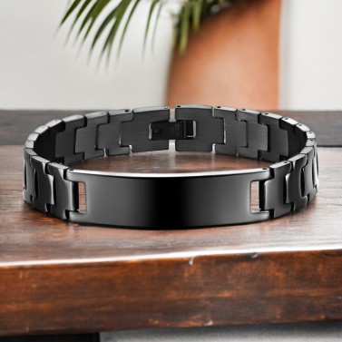 Gourmette acier noir pour homme personnalisable