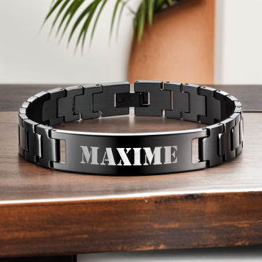 Gourmette acier noir pour homme personnalisable