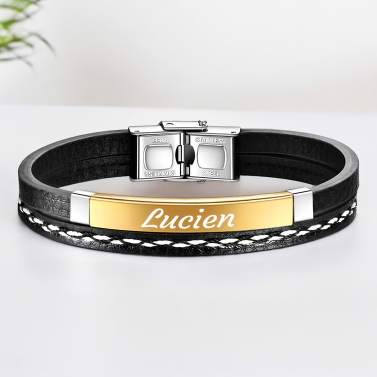 Bracelet double personnalisé - Plaque Dorée