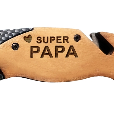 Couteau gravé personnalisé survie finition carbone - Modèle Fête des Pères