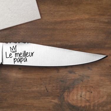 Couteau gravé personnalisé tire-bouchon en frêne - Modèle Meilleur Papa