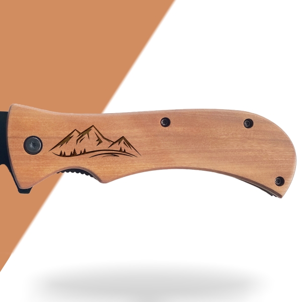 Couteau léopard en bois lame noir personnalisé