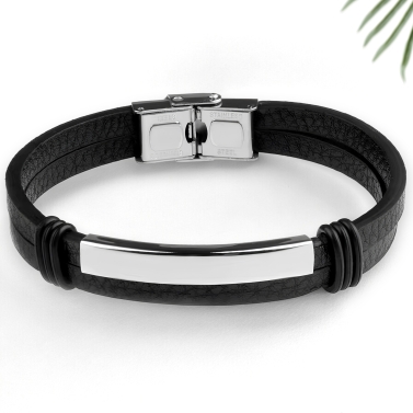 Bracelet personnalisé pour homme - Plaque Argentée