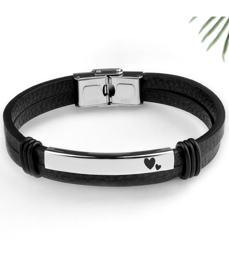 Bracelet en cuir pour homme classique avec accessoires en acier inoxydable /TG853