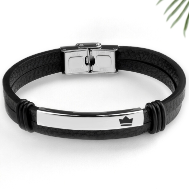 Bracelet personnalisé pour Fête des Pères - Plaque Argentée