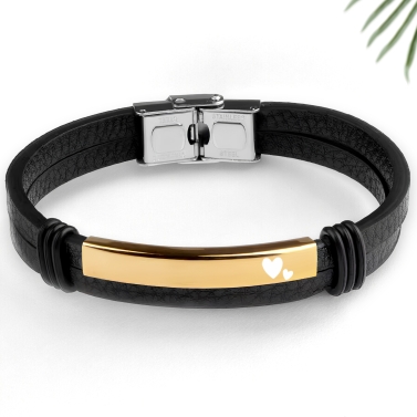 Bracelet personnalisé avec coeur - Plaque Dorée