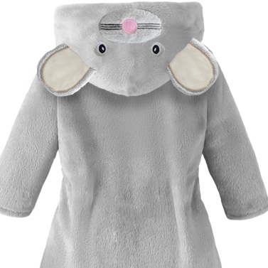 Peignoir bébé prénom brodé - souris grise