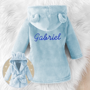 Peignoir bébé bleu à broder