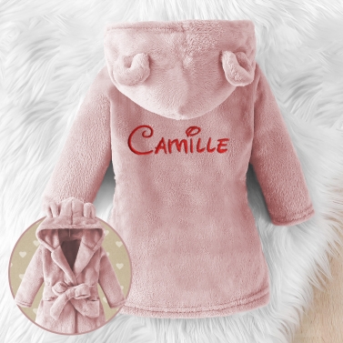 Peignoir bébé rose à broder