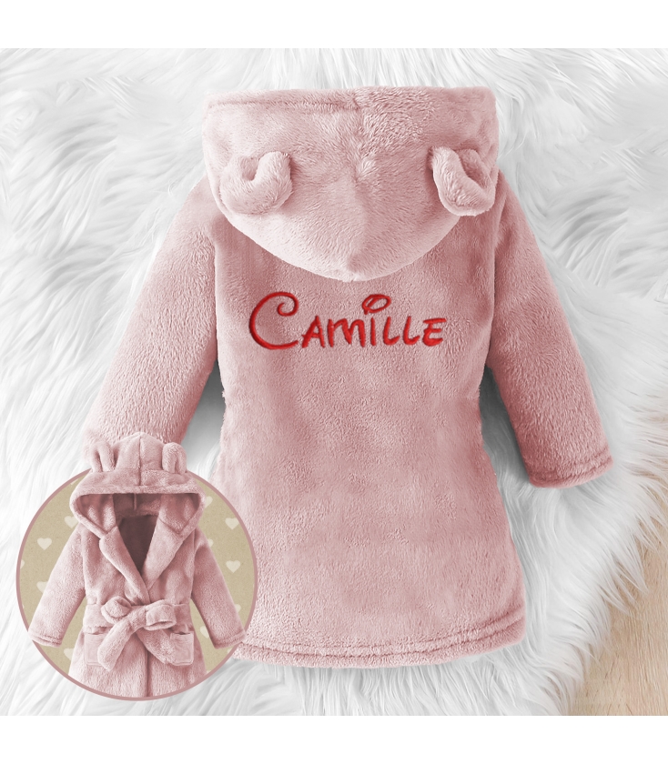 KDO MAGIC Peignoir Femme Personnalisé - Robe De Chambre Brodé Prénom, Cadeau Maman Noël Saint Valentin Anniversaire Fête Des Mères