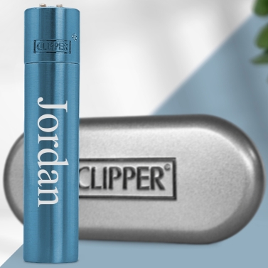 Briquet clipper bleu personnalisé