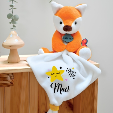 Doudou Renard personnalisé - Étoile jaune