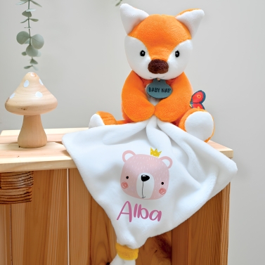 Doudou Renard personnalisé - Ours rose