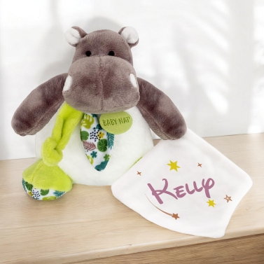 Doudou Hippopotame personnalisé avec un prénom – Étoile