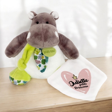 Doudou Hippopotame personnalisé – Petite princesse
