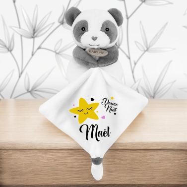 Doudou Panda à personnaliser - Étoile jaune