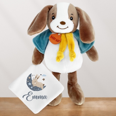 Doudou Chien à personnaliser  – Lune bleu