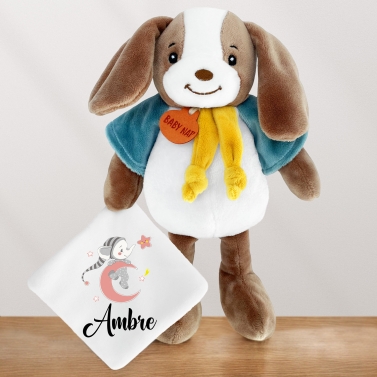 Doudou Chien personnalisable  – Lune rose