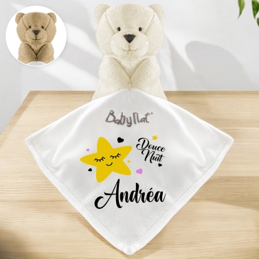 Doudou ourson personnalisable - Étoile Jaune