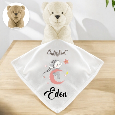 Doudou ourson à personnaliser - Lune Rose