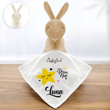 Doudou lapin personnalisé - Étoile Jaune