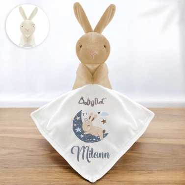 Doudou lapin personnalisable - Lune Bleu