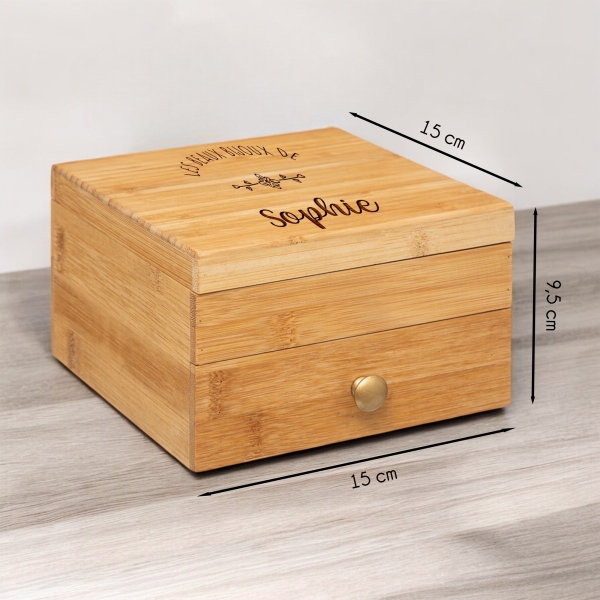 Boite à bijoux en bois prénom personnalisée