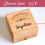Boite à bijoux en bois prénom personnalisée