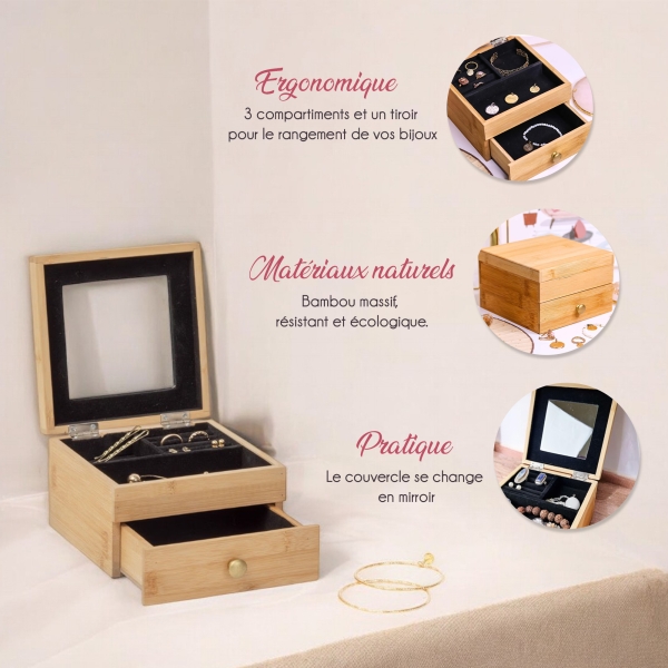 Boite à bijoux en bois coeur personnalisée