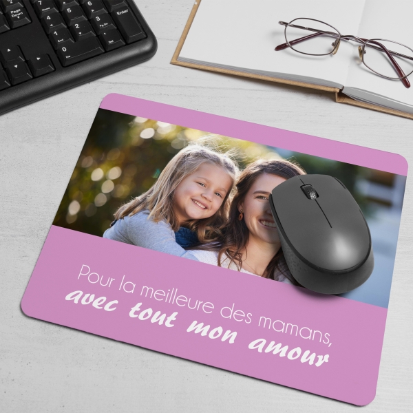 Tapis de Souris fêtes des mères personnalisé avec image et texte