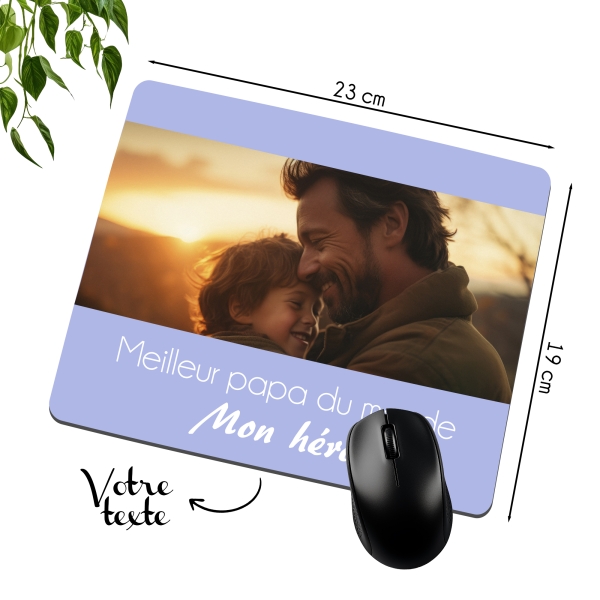Tapis de Souris fêtes des pères personnalisé avec image et texte