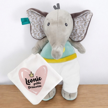 Doudou Éléphant personnalisable - Petite princesse