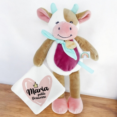 Doudou Vache à personnaliser - Petite princesse