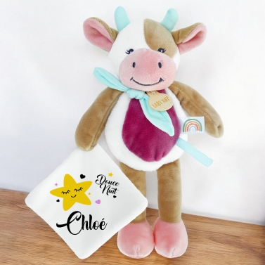 Doudou Vache personnalisable - Étoile jaune