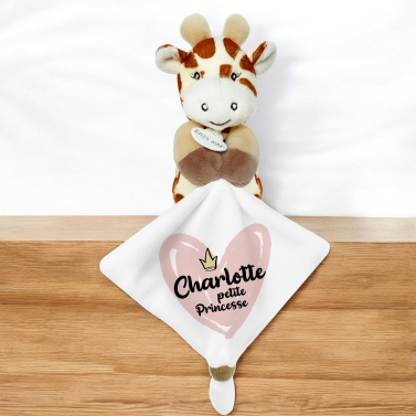 Doudou Girafe personnalisable  – Petite princesse