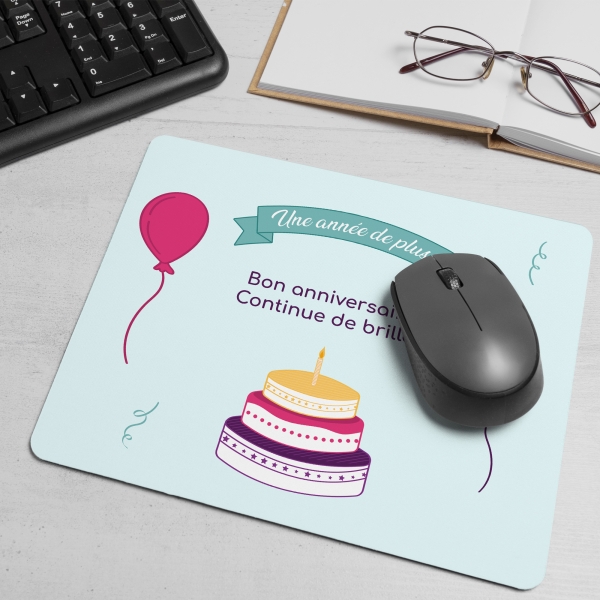 Tapis de Souris anniversaire personnalisé avec image et texte