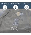 Plaid Polaire gris personnalisé enfant à broder