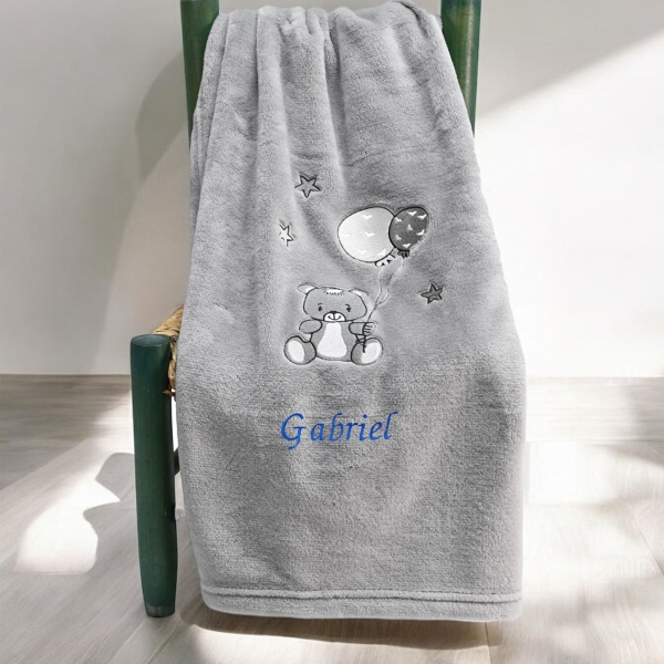 Plaid Polaire gris personnalisé enfant à broder