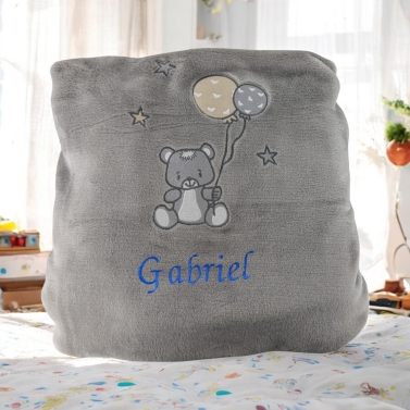 Plaid Polaire gris personnalisé enfant à broder