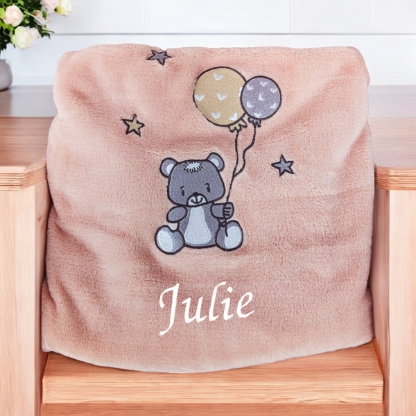 Plaid Polaire rose personnalisé enfant à broder