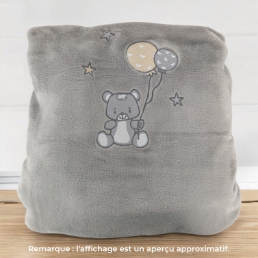Plaid Polaire gris personnalisé enfant à broder