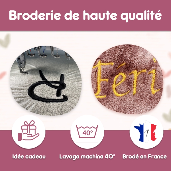Plaid Polaire rose personnalisé enfant à broder